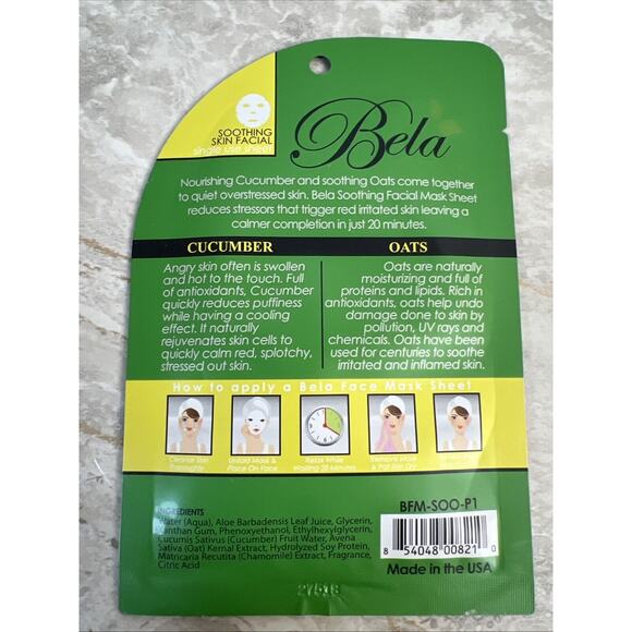Bela Luxury Face Mask Lot Of 39 Cucumber & Oats + Charcoal & Grape Seed - Picture 3 of 5